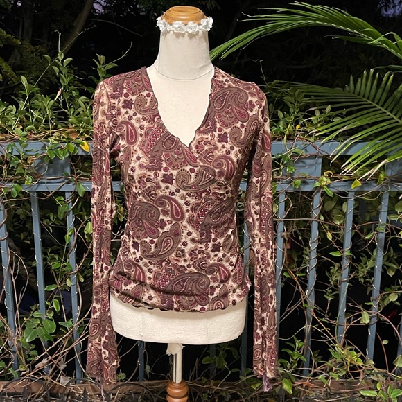 Just Jeans Tops Y2k Just Jeans Brown Paisley Top Poshmark